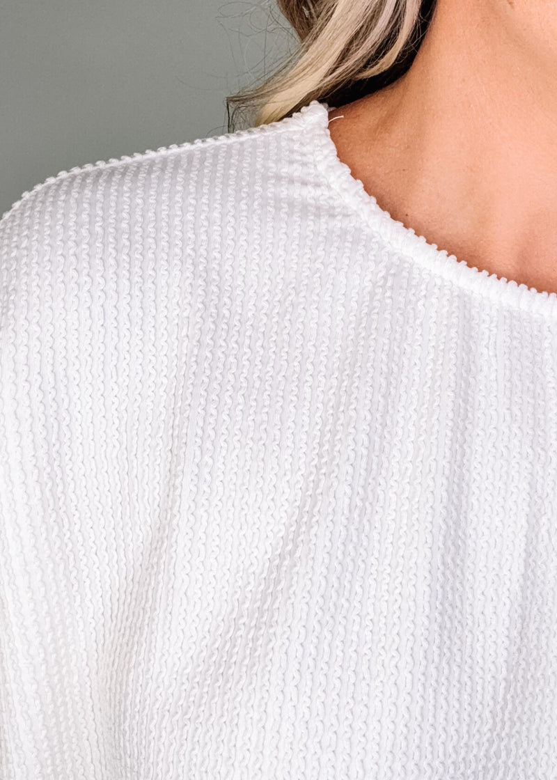 Textured Elastic Cuff Blouse
