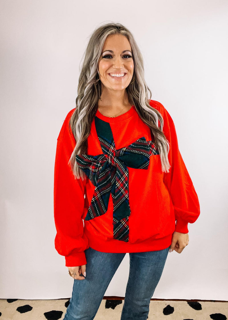 Holiday Ribbon Crew Neck Sweatshirt