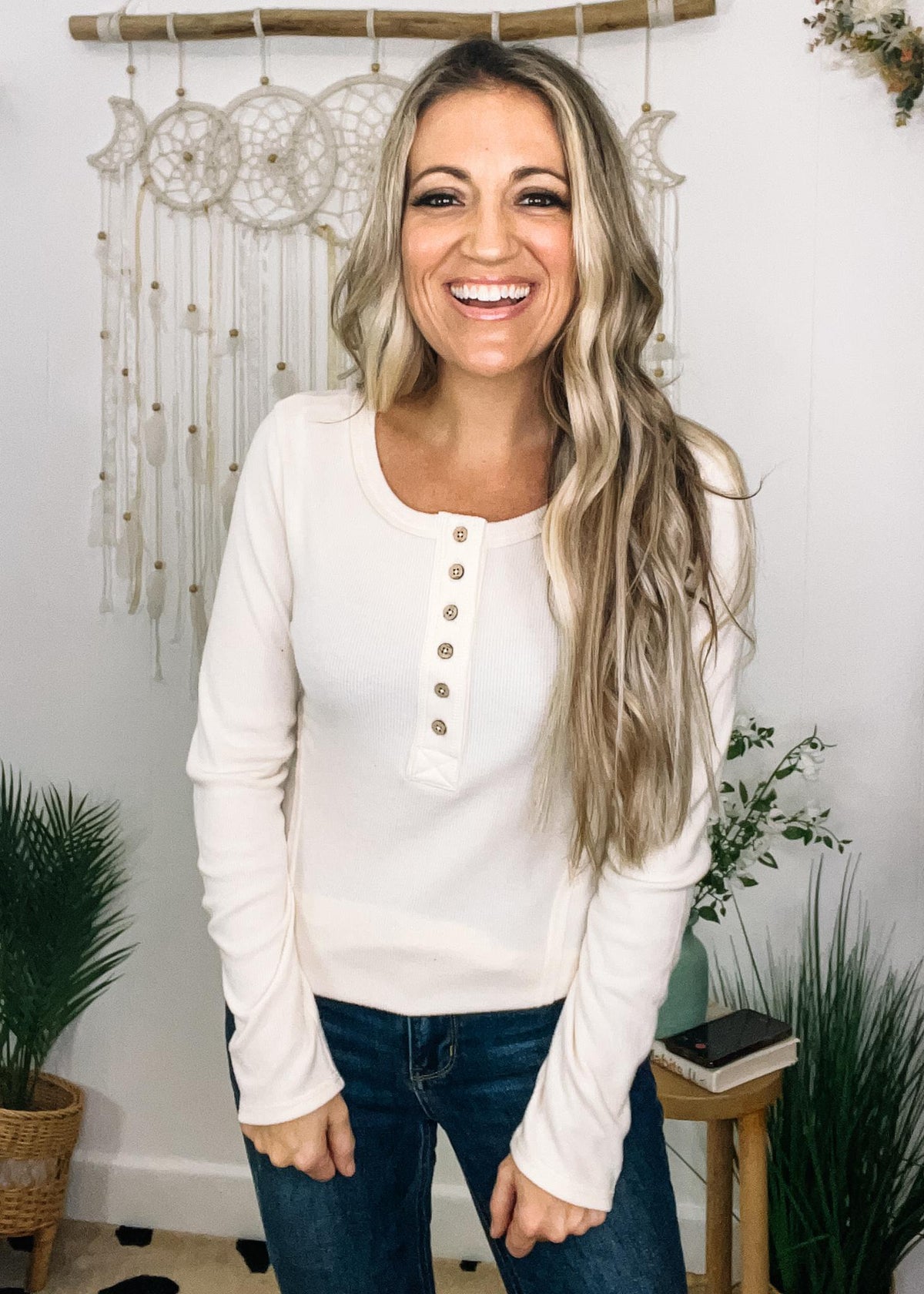 Long Sleeve Front Button Henley
