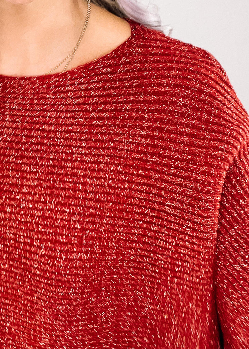 Red and Gold Batwing Sweater