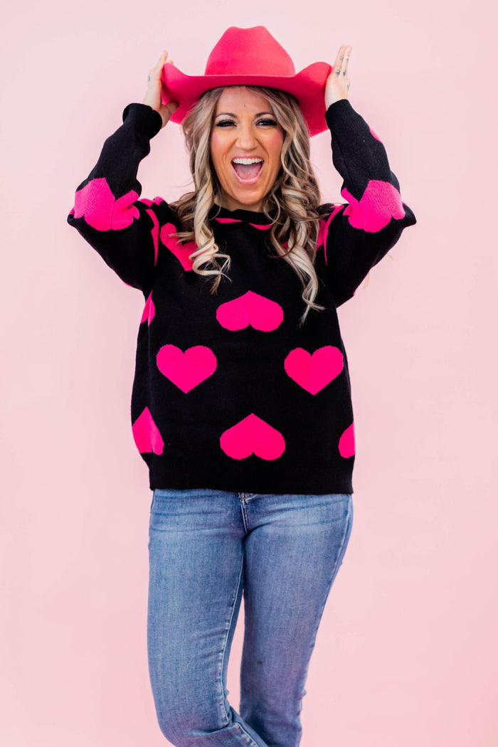 Pink Heart Classic Sweater