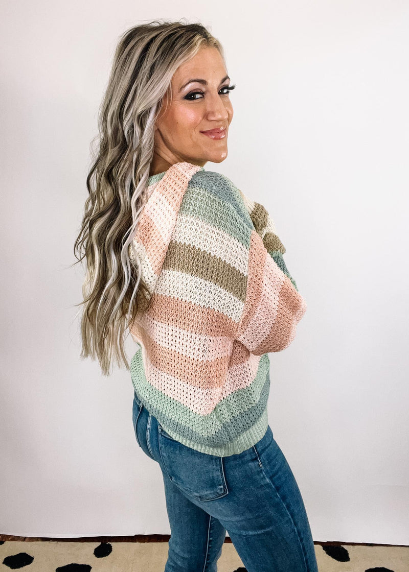 Neutral Tone Light Weight Striped Sweater