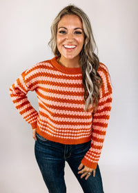 Orange and Pink Striped Cropped Sweater