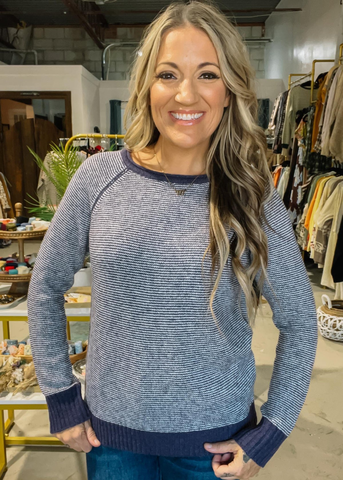 Eggplant Pin Stripe Sweater
