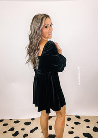 Black Velvet Mini Dress