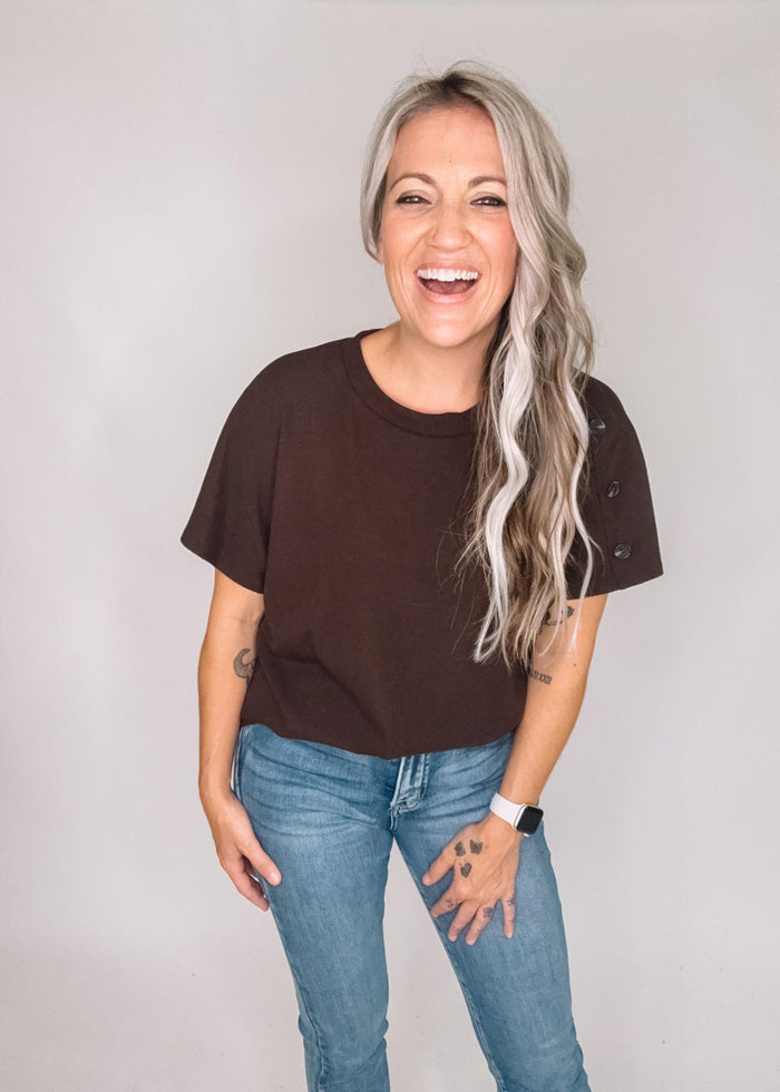 Dark Brown Box Top with Buttons