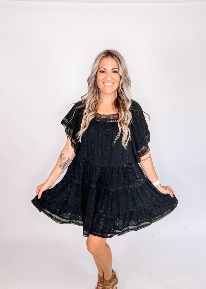 Black Eyelet Boho Dress