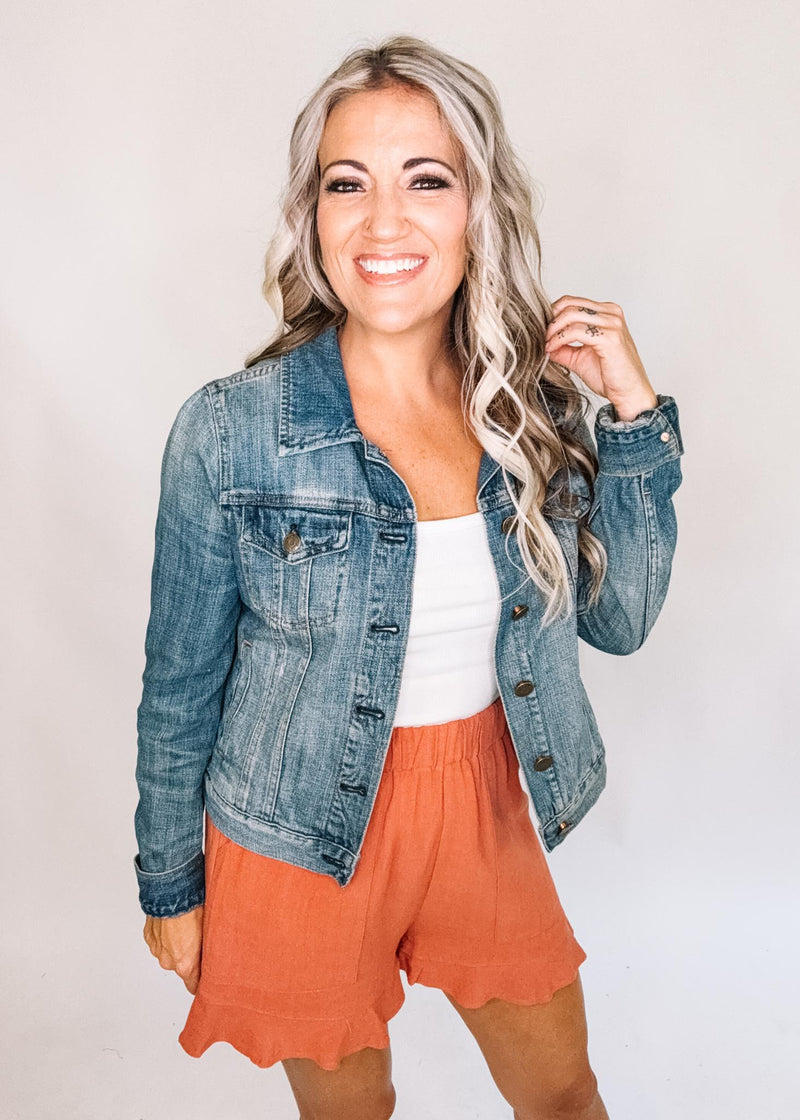 Rust Ruffle Shorts with Pocket