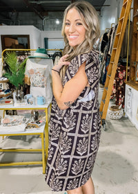 Brown Floral Hemish Dress