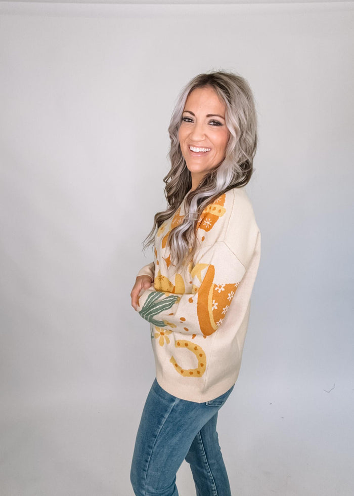 Cowgirl Printed Sweater