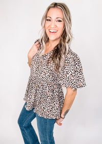 Oatmeal Animal Print Peplum