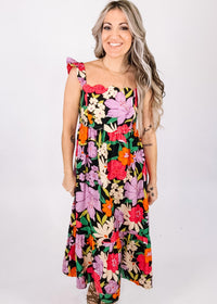 Colorful Floral Midi Dress