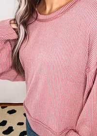 Oversized Two Toned Otto Ribbed Knit Top