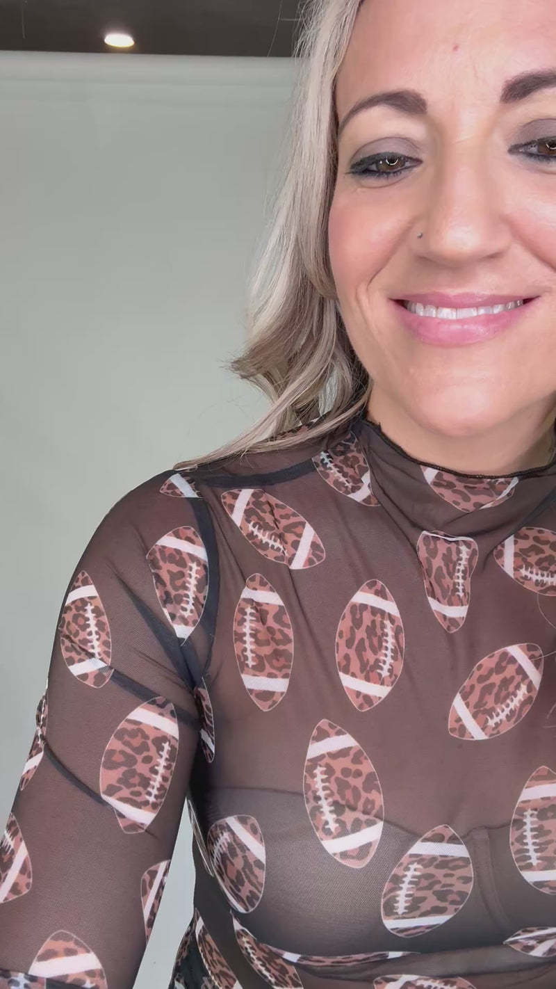 Leopard Football Mesh Layering Top