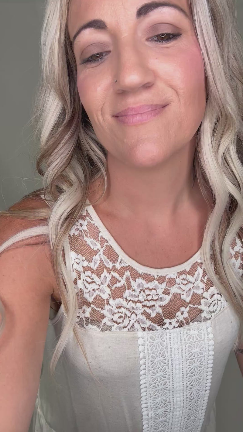 Oatmeal Lace Detail Tunic Tank