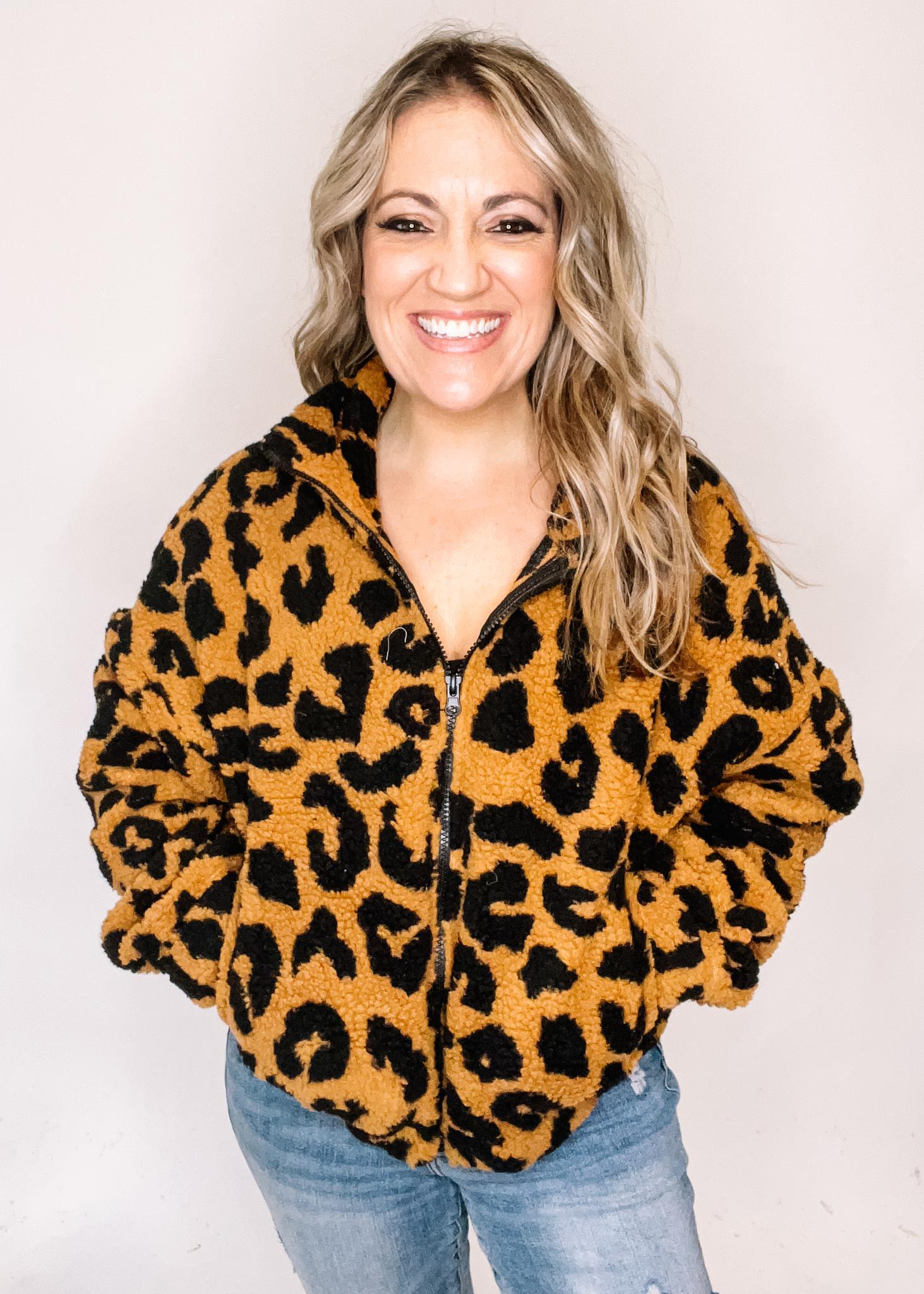 Fuzzy cheetah outlet jacket