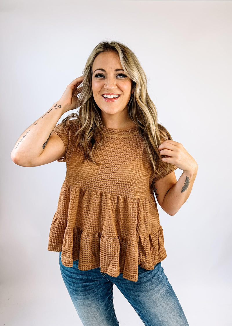 Tiered Waffle Knit Top