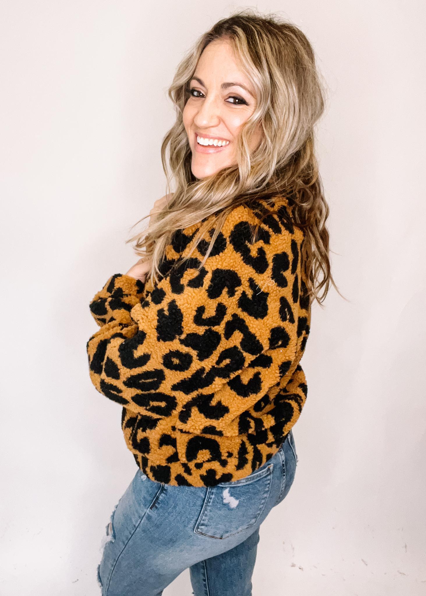 Leopard print best sale zip up jacket