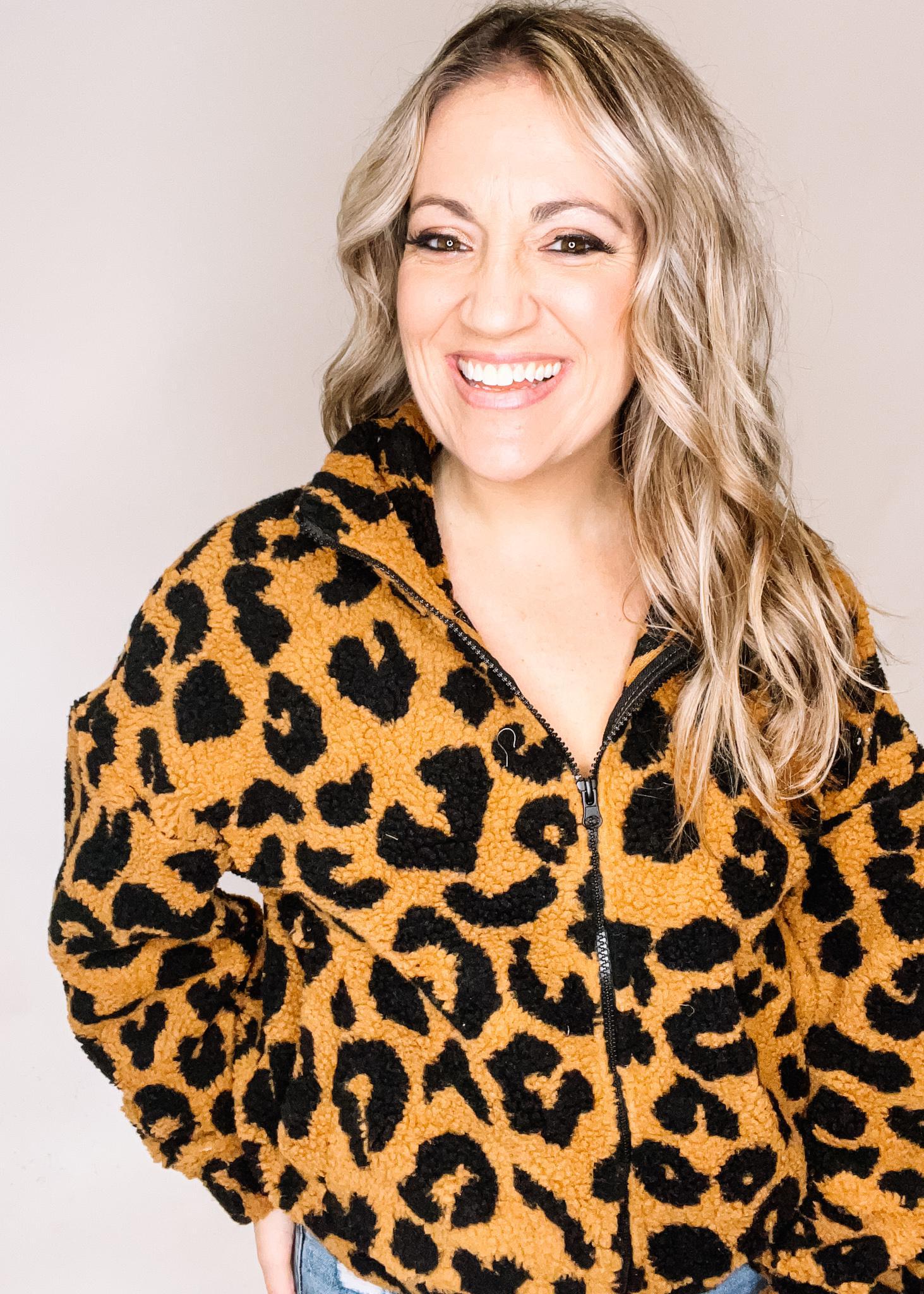 A Cozy Zip Up Leopard Print Jacket